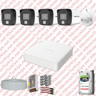 Hikvision 04 Kameralı Colorvu Hibrit Güvenlik Kamerası